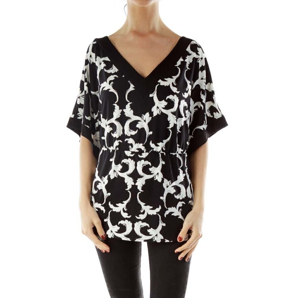 J.Crew Black White Printed Blouse